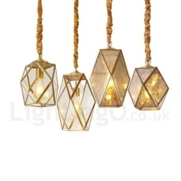 Luminária pendente estilo nórdico rústica de latão puro com cúpula de vidro