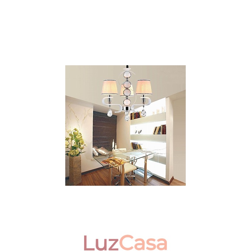Lustre de tecido 3 luzes moderno minimalista lâmpada de alta qualidade