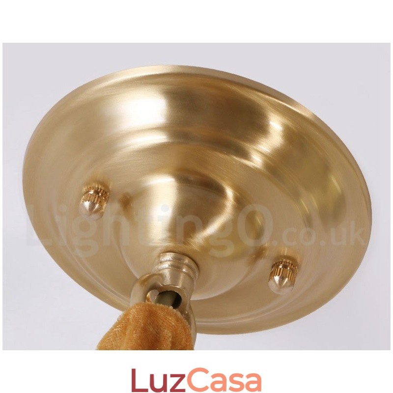 Luminária pendente estilo nórdico rústica de latão puro com cúpula de vidro