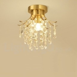 Pure Brass Rustic Lodge Nordic Style Luminárias de teto de cristal embutidas