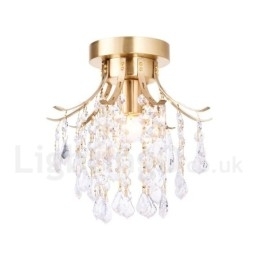 Pure Brass Rustic Lodge Nordic Style Luminárias de teto de cristal embutidas