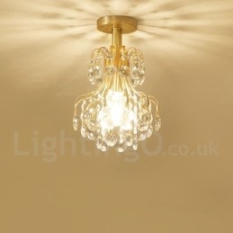 Pure Brass Rustic Lodge Nordic Style Luminárias de teto de cristal embutidas