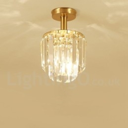 Pure Brass Rustic Lodge Nordic Style Luminárias de teto de cristal embutidas