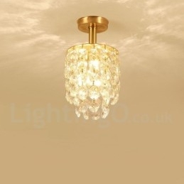 Pure Brass Rustic Lodge Nordic Style Luminárias de teto de cristal embutidas