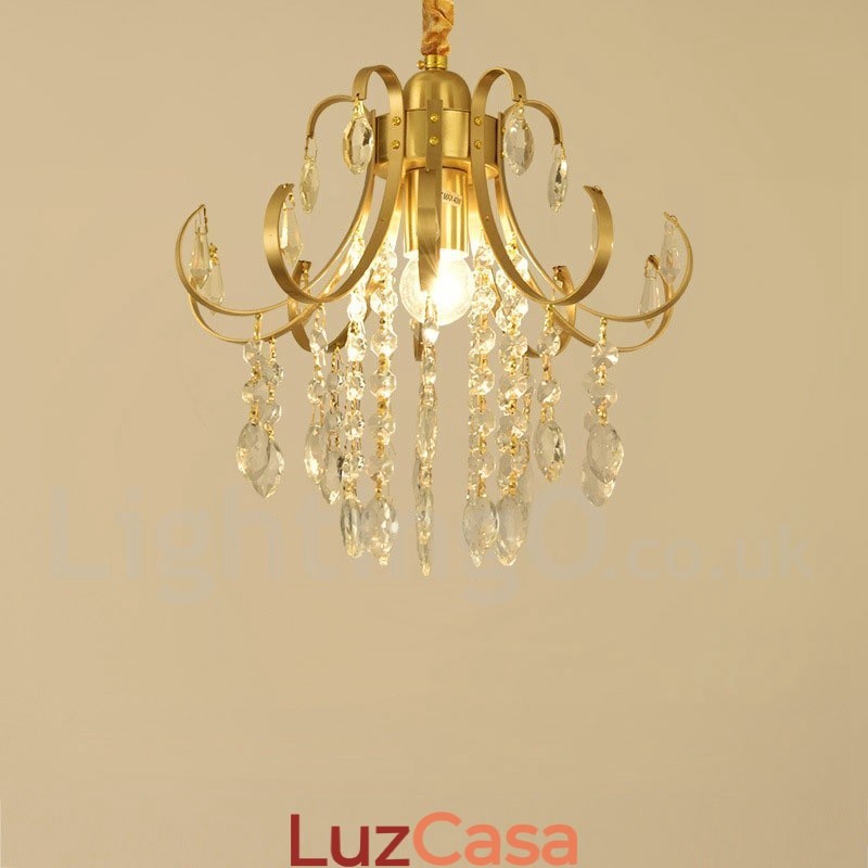 Pure Brass Rustic Lodge Nordic Style Luminárias de teto de cristal embutidas