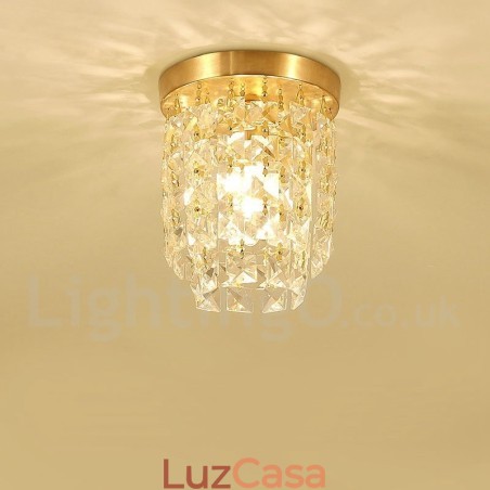 Pure Brass Rustic Lodge Nordic Style Luminárias de teto de cristal embutidas