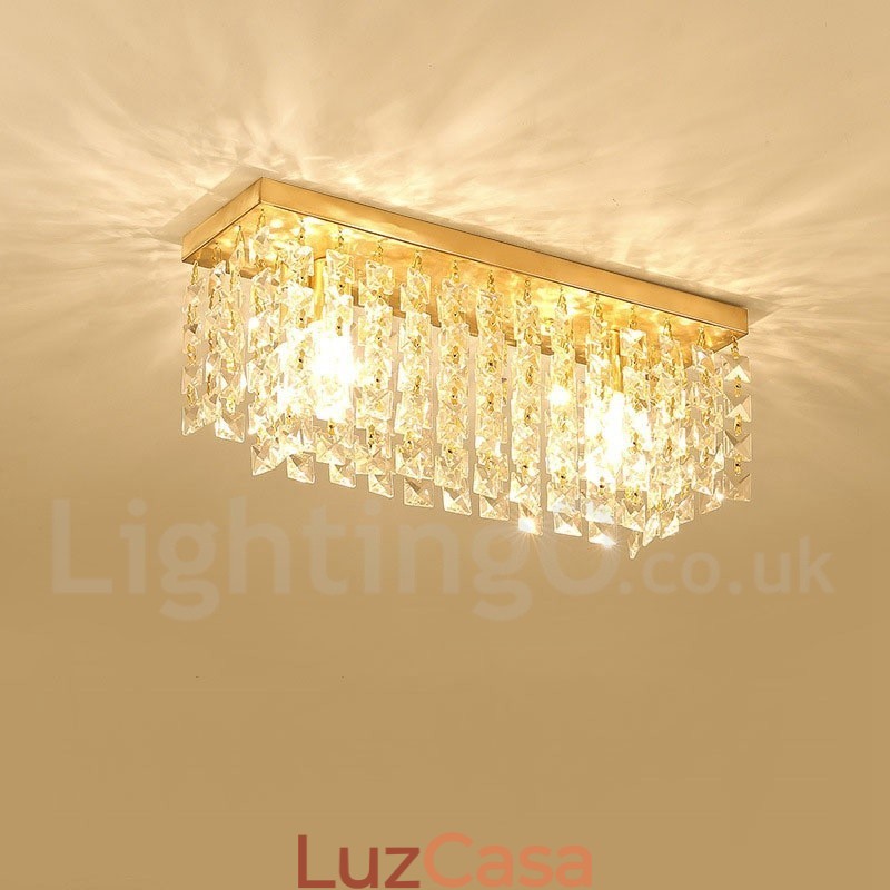 Pure Brass Rustic Lodge Nordic Style Luminárias de teto de cristal embutidas