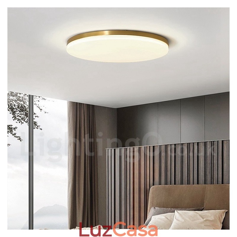 Luminárias de teto de latão ultrafinas redondas reguláveis, modernas, contemporâneas, estilo nórdico, embutidas, com cúpula de acrílico, também podem ser usadas como luminária de parede