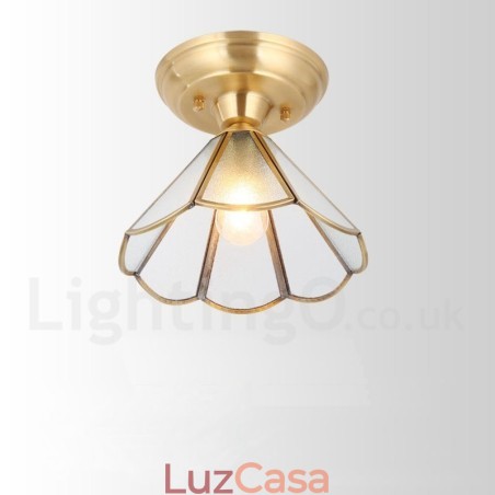 Pure Brass Rustic Lodge Nordic Style Flush Mount Ceiling Light com cúpula de vidro Pure Brass Rustic Lodge Nordic Style Flush Mount Ceiling Light com cúpula de vidro