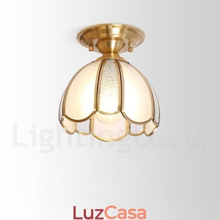 Pure Brass Rustic Lodge Nordic Style Flush Mount Ceiling Light com cúpula de vidro Pure Brass Rustic Lodge Nordic Style Flush Mount Ceiling Light com cúpula de vidro