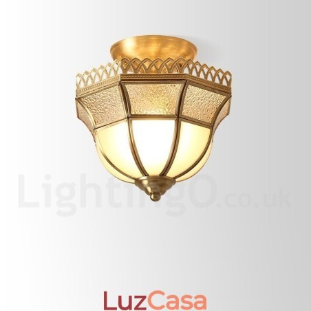 Pure Brass Rustic Lodge Nordic Style Flush Mount Ceiling Light com cúpula de vidro Pure Brass Rustic Lodge Nordic Style Flush Mount Ceiling Light com cúpula de vidro