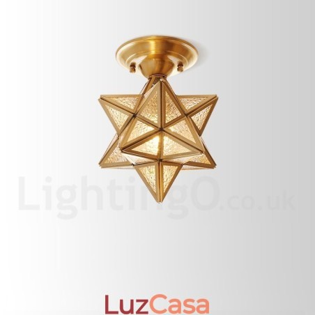 Pure Brass Rustic Lodge Nordic Style Flush Mount Ceiling Light com cúpula de vidro Pure Brass Rustic Lodge Nordic Style Flush Mount Ceiling Light com cúpula de vidro
