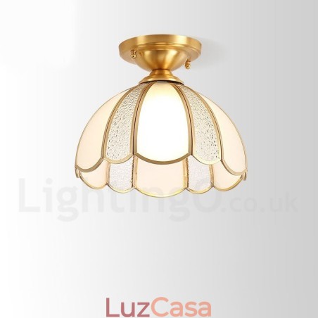 Pure Brass Rustic Lodge Nordic Style Flush Mount Ceiling Light com cúpula de vidro Pure Brass Rustic Lodge Nordic Style Flush Mount Ceiling Light com cúpula de vidro