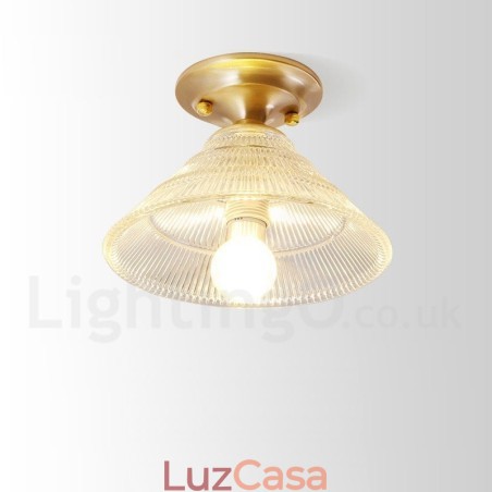 Pure Brass Rustic Lodge Nordic Style Flush Mount Ceiling Light com cúpula de vidro Pure Brass Rustic Lodge Nordic Style Flush Mount Ceiling Light com cúpula de vidro