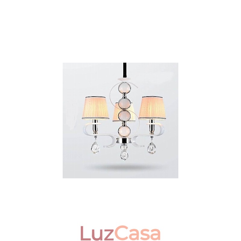Lustre de tecido 3 luzes lâmpada de alta qualidade anel de prata jade branco