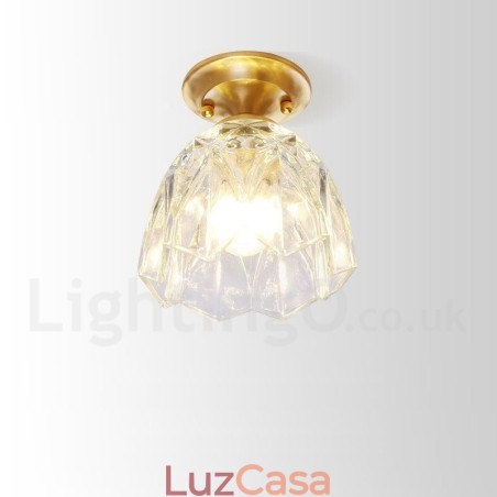 Pure Brass Rustic Lodge Nordic Style Flush Mount Ceiling Light com cúpula de vidro Pure Brass Rustic Lodge Nordic Style Flush Mount Ceiling Light com cúpula de vidro