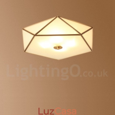 Pure Brass Rustic Lodge Nordic Style Flush Mount Ceiling Light com cúpula de vidro Pure Brass Rustic Lodge Nordic Style Flush Mount Ceiling Light com cúpula de vidro