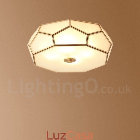 Pure Brass Rustic Lodge Nordic Style Flush Mount Ceiling Light com cúpula de vidro Pure Brass Rustic Lodge Nordic Style Flush Mount Ceiling Light com cúpula de vidro