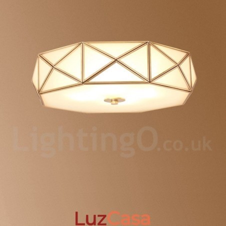 Pure Brass Rustic Lodge Nordic Style Flush Mount Ceiling Light com cúpula de vidro Pure Brass Rustic Lodge Nordic Style Flush Mount Ceiling Light com cúpula de vidro