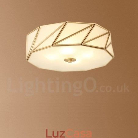 Pure Brass Rustic Lodge Nordic Style Flush Mount Ceiling Light com cúpula de vidro Pure Brass Rustic Lodge Nordic Style Flush Mount Ceiling Light com cúpula de vidro