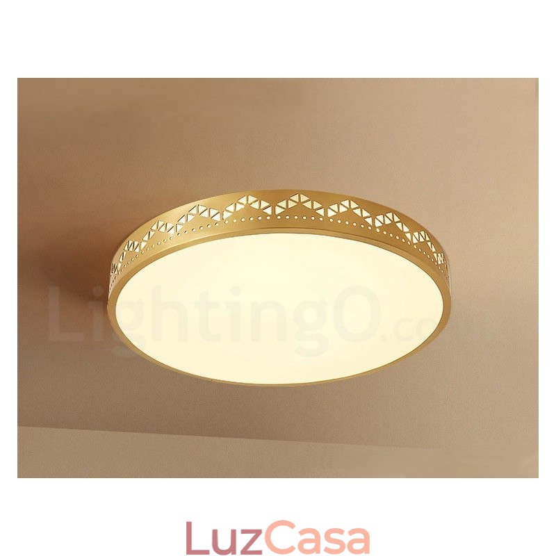 Luminária de teto redonda de latão puro, moderna, contemporânea, estilo nórdico, embutida, com abajur de acrílico