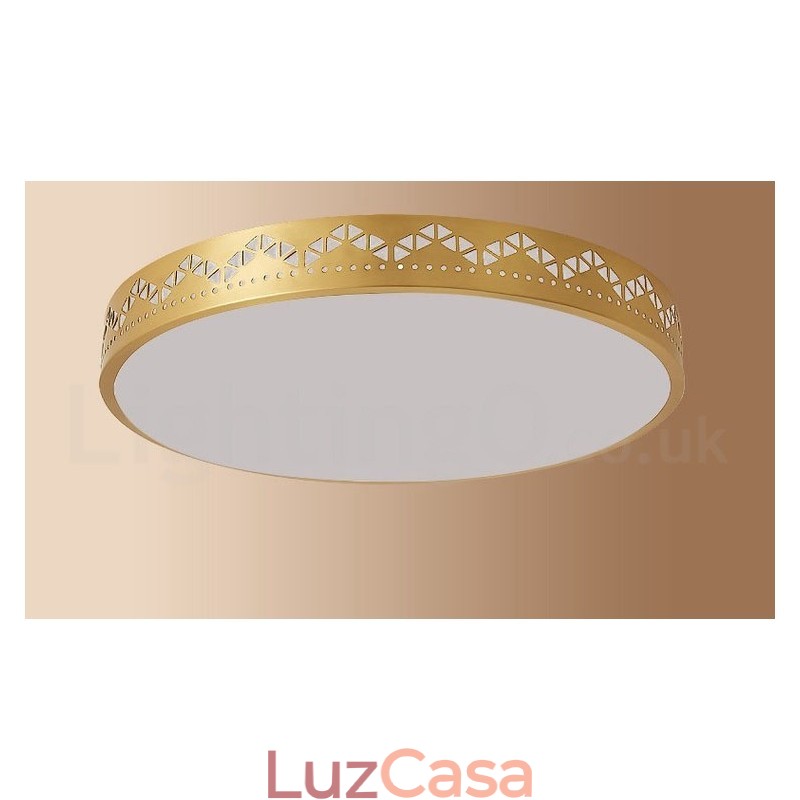 Luminária de teto redonda de latão puro, moderna, contemporânea, estilo nórdico, embutida, com abajur de acrílico