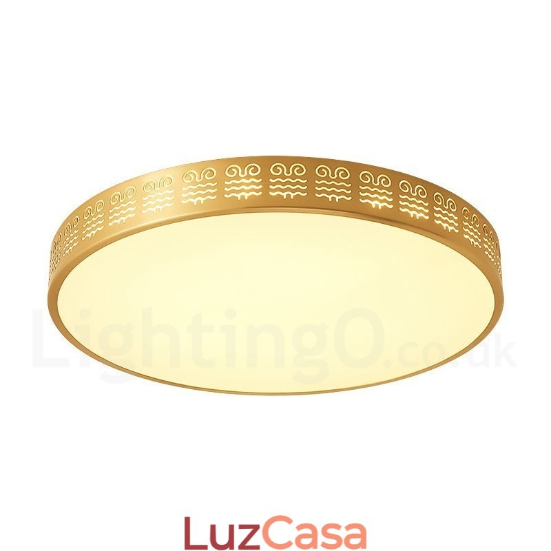 Luminária de teto redonda de latão puro, moderna, contemporânea, estilo nórdico, embutida, com abajur de acrílico