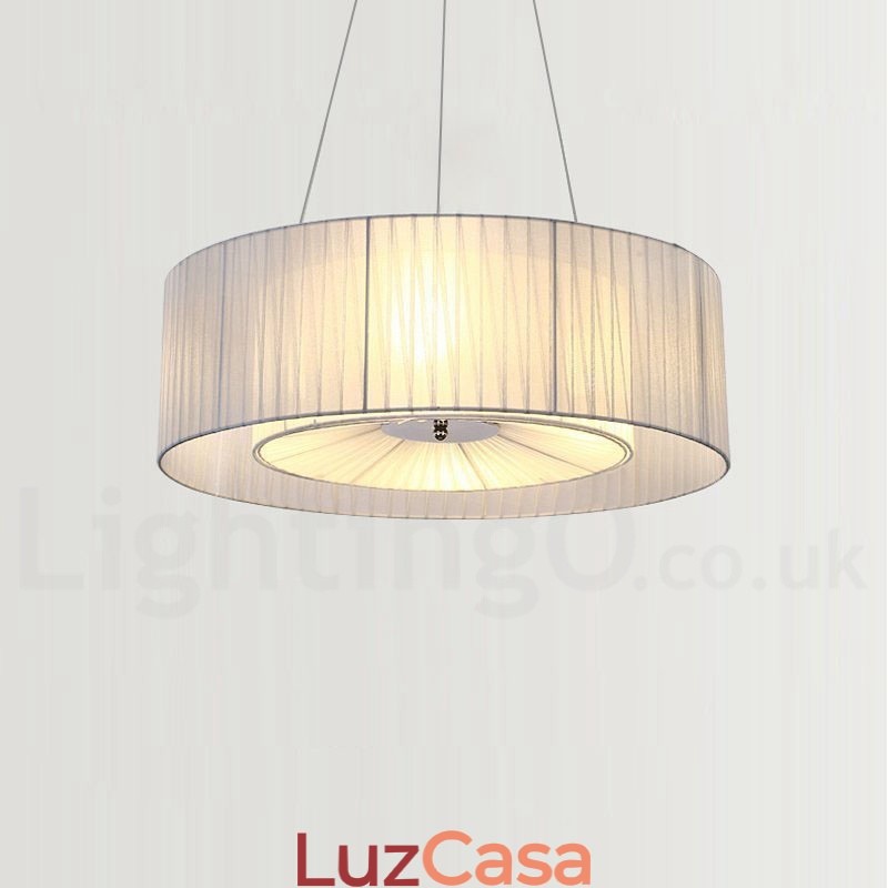 Drum 4 Luzes Pendentes Modernas com Sombra de Tecido