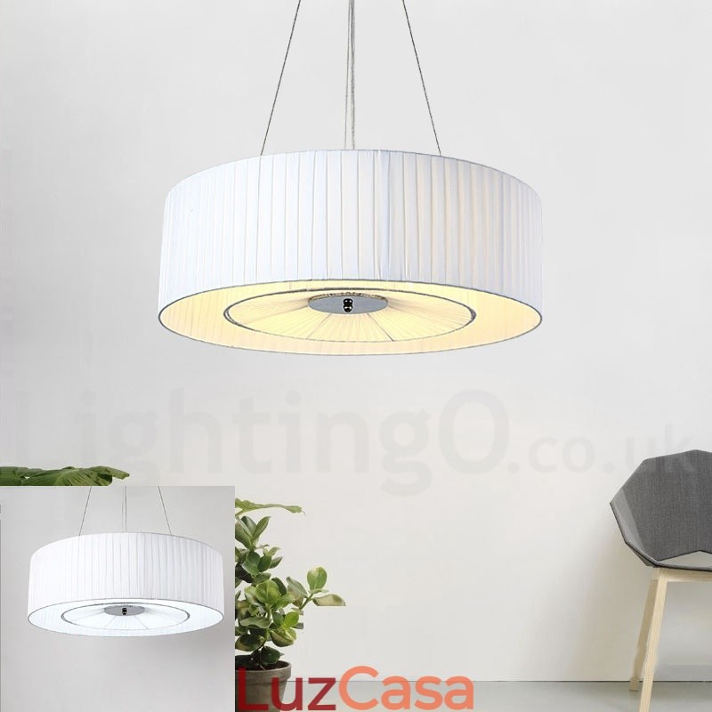 Drum 4 Luzes Pendentes Modernas com Sombra de Tecido