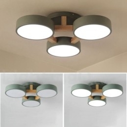 Lustre de madeira moderno estilo nórdico contemporâneo luz de teto embutida com sombra de acrílico