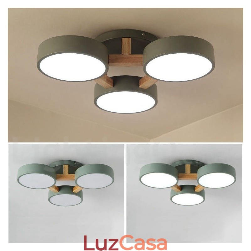 Lustre de madeira moderno estilo nórdico contemporâneo luz de teto embutida com sombra de acrílico