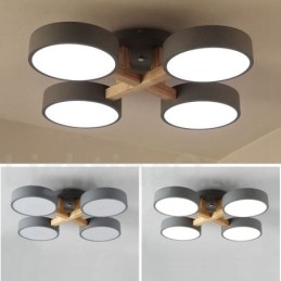 Lustre de madeira moderno estilo nórdico contemporâneo luz de teto embutida com sombra de acrílico