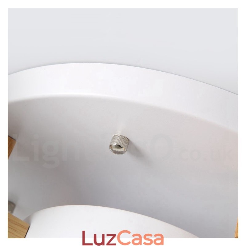 Lustre de madeira moderno estilo nórdico contemporâneo luz de teto embutida com sombra de acrílico