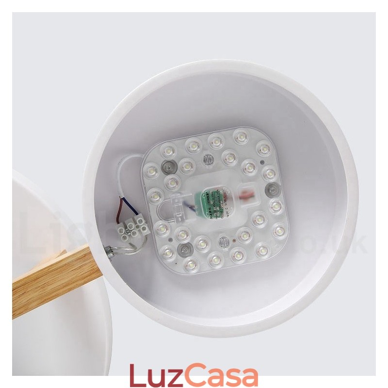 Lustre de madeira moderno estilo nórdico contemporâneo luz de teto embutida com sombra de acrílico