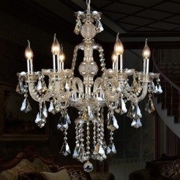 Lustre moderno de cristal K9 com 6 luzes retrô cor conhaque