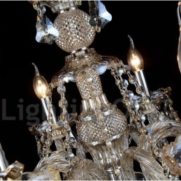 Lustre moderno de cristal K9 com 6 luzes retrô cor conhaque