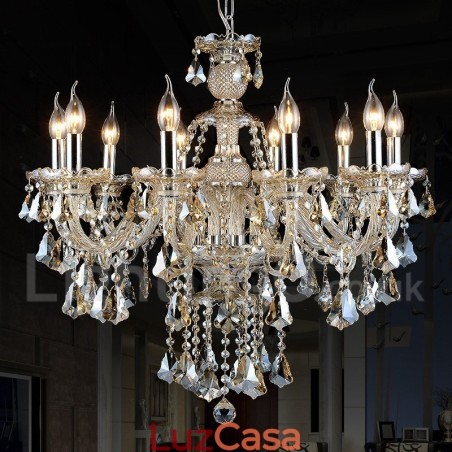 Lustre moderno de cristal K9 cor conhaque retrô Lustre moderno de cristal K9 cor conhaque retrô