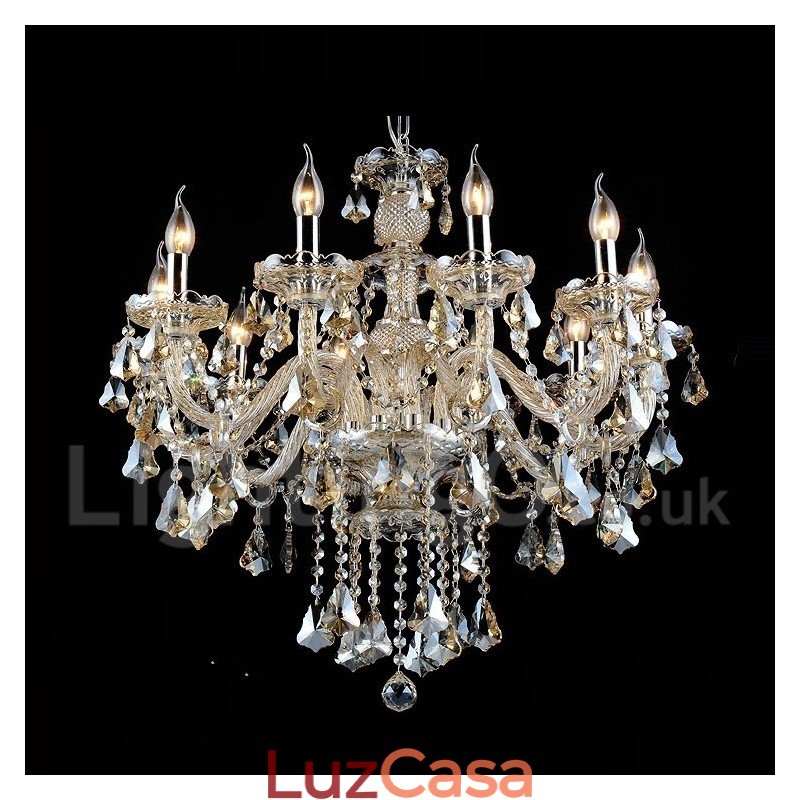 Lustre moderno de cristal K9 cor conhaque retrô