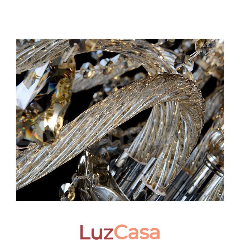 Lustre moderno de cristal K9 cor conhaque retrô