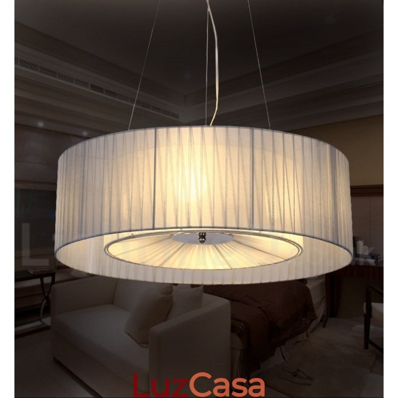 Drum 4 Luzes Pendentes Modernas com Sombra de Tecido