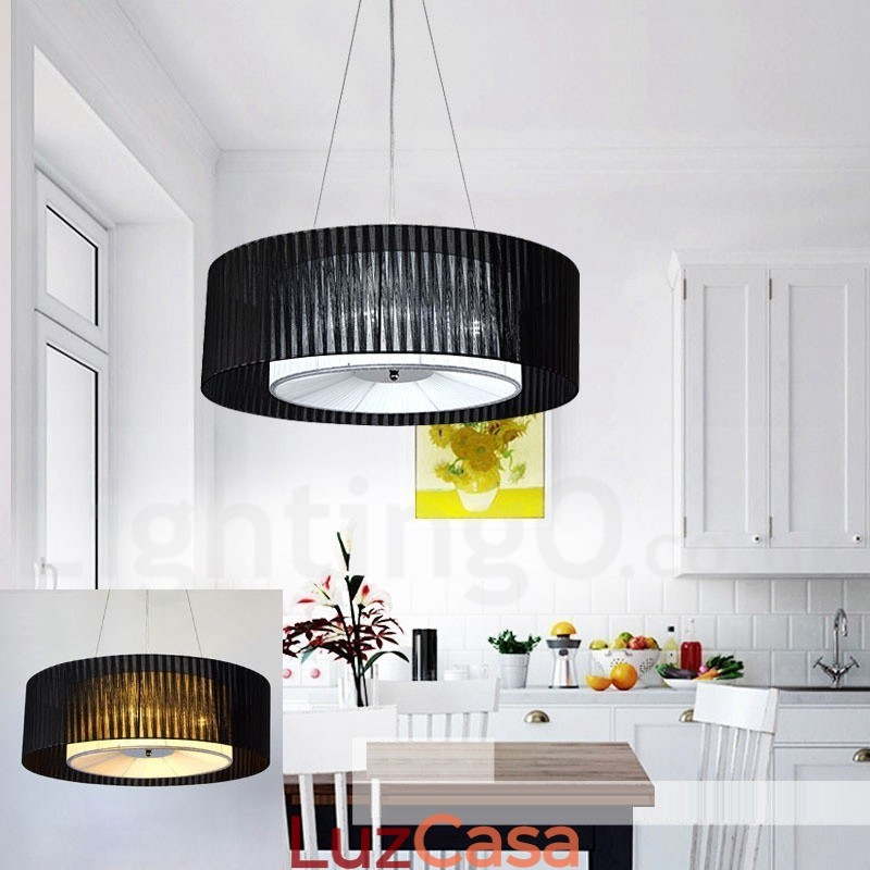 Drum 4 Luzes Pendentes Modernas com Sombra de Tecido