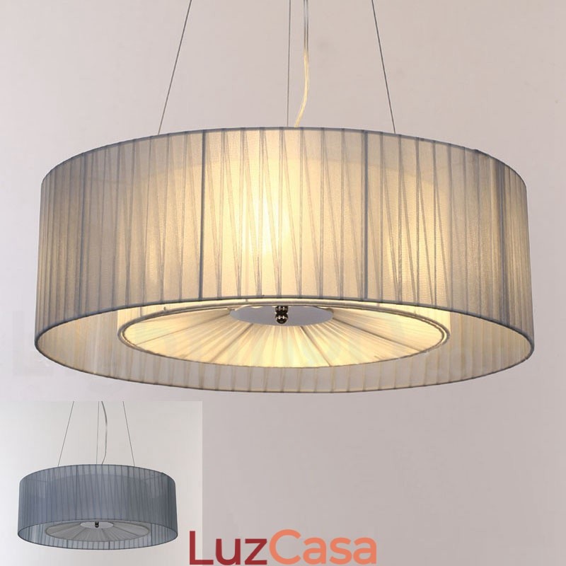 Drum 4 Luzes Pendentes Modernas com Sombra de Tecido