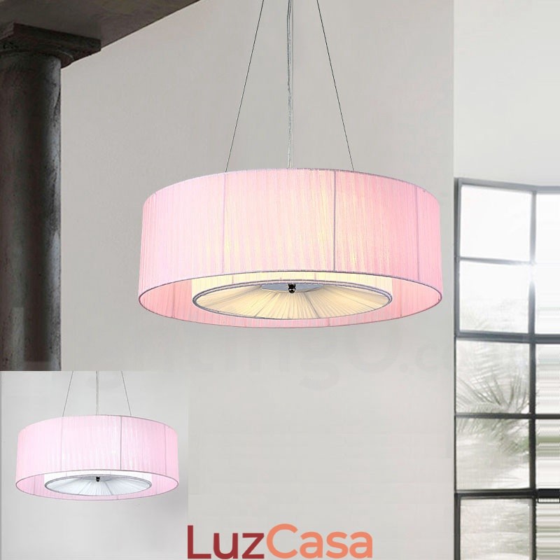 Drum 4 Luzes Pendentes Modernas com Sombra de Tecido