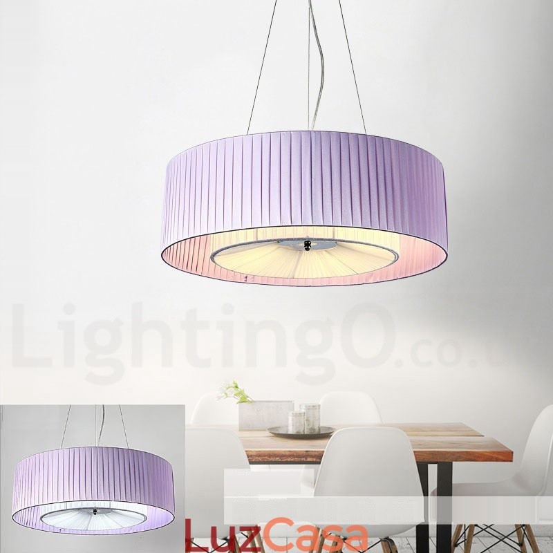 Drum 4 Luzes Pendentes Modernas com Sombra de Tecido