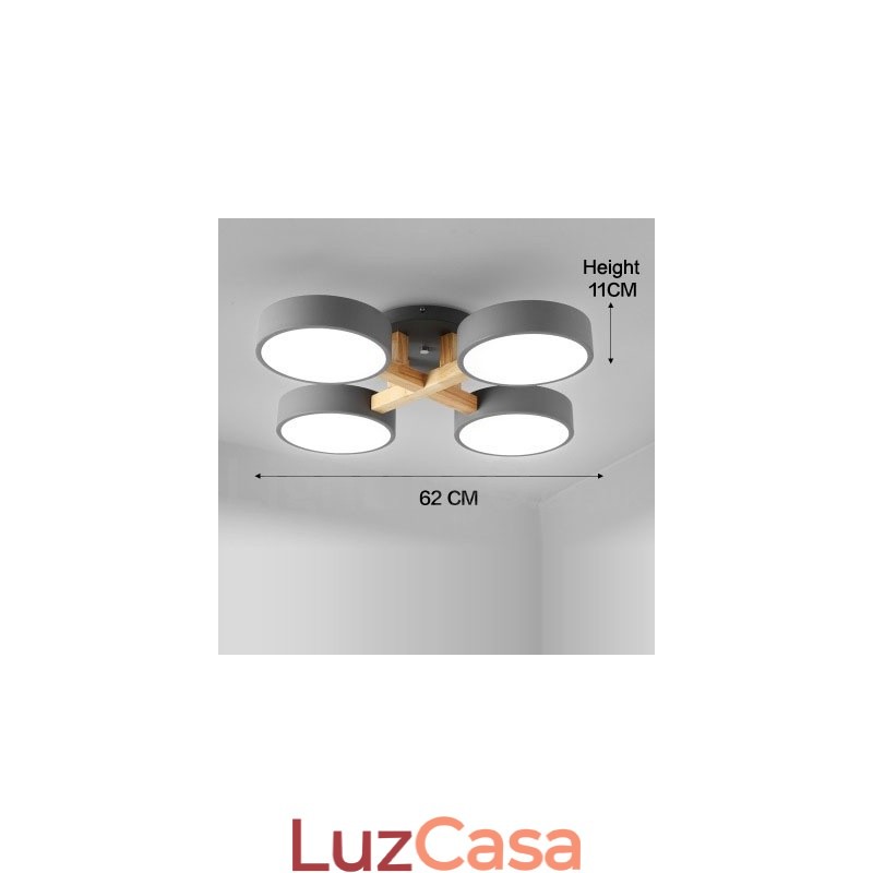 Lustre de madeira moderno estilo nórdico contemporâneo luz de teto embutida com sombra de acrílico