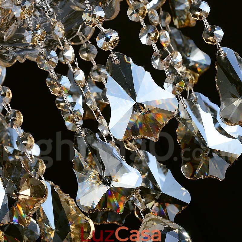 Lustre moderno de cristal K9 cor conhaque retrô