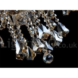 Lustre moderno de cristal K9 com 12 luzes retrô cor conhaque