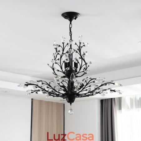 Lustre de pintura em ferro cristal com lâmpada de iluminação moderna de cristal Lustre de pintura em ferro cristal com lâmpada de iluminação moderna de cristal