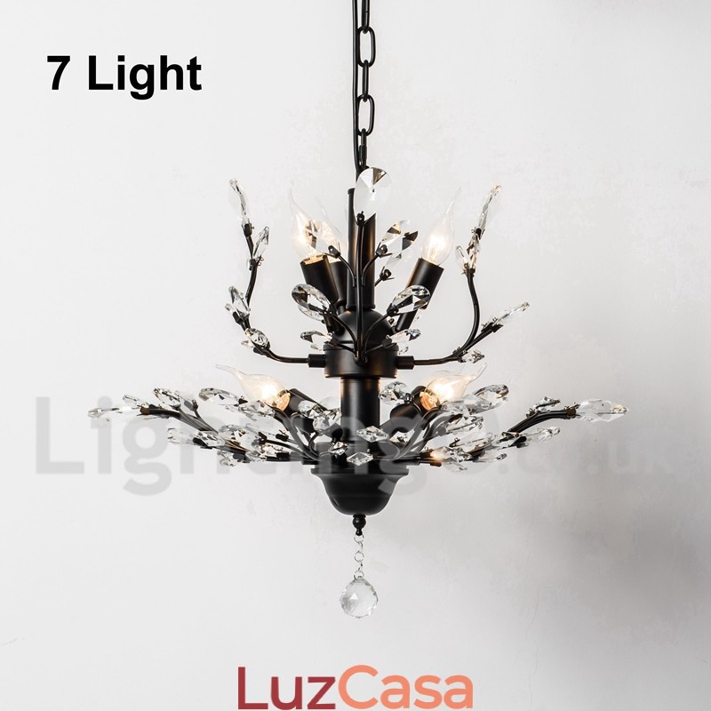 Lustre de pintura em ferro cristal com lâmpada de iluminação moderna de cristal