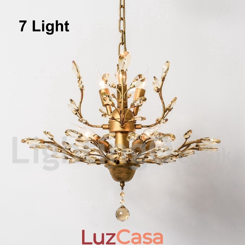 Lustre de pintura em ferro cristal com lâmpada de iluminação moderna de cristal